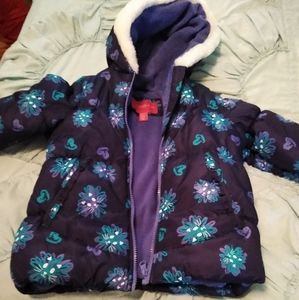 Bnwot London Fog purple girls coat M 5-6 floral
